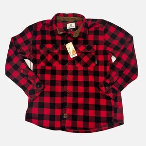 Legendary Whitetails Men’s Navigator Fleece Button Up Red Plaid Shirt Size XL
